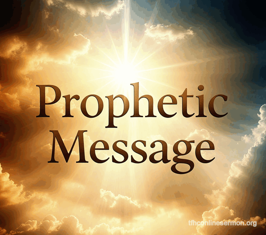 Radiant sky with sunbeams shining through clouds with bold text reading - Prophetic Message